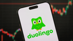 Duolingo Stock Crashes 27% Despite Beating Q3 Earnings Duolingo stock price chart showing dramatic 27% decline on November 6, 2025, with red downward trend